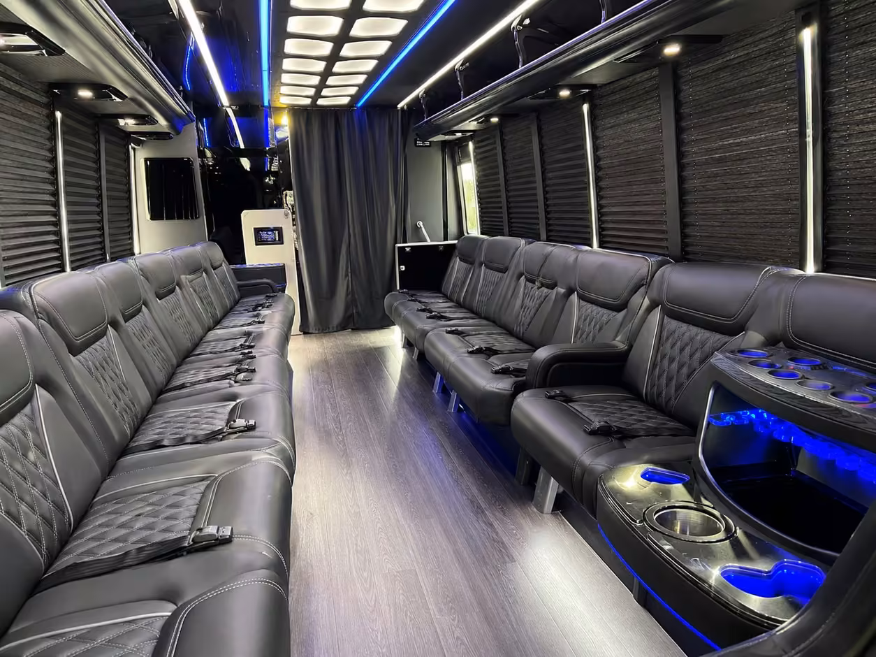 15 passenger party bus interior