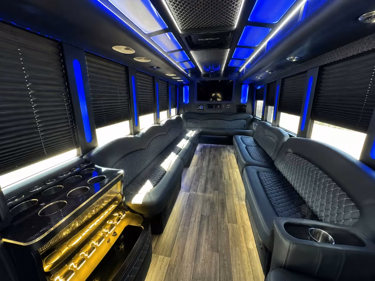 18 passenger party bus inside