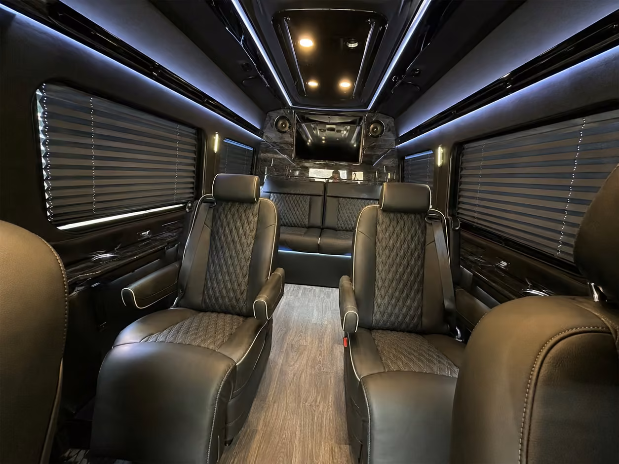 sprinter van rental with driver inside